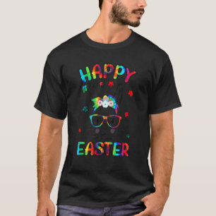 T-shirt Cute Bunny Face Leopard lunettes Headband Happy Ea