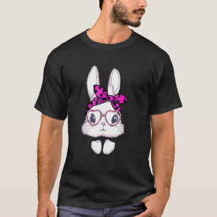T-shirt Cute Bunny Face Leopard lunettes Headband Happy Ea