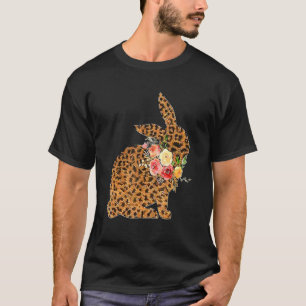 T-shirt Cute Bunny Face Leopard lunettes Headband Happy Ea