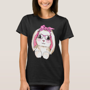 T-shirt Cute Bunny Face Leopard lunettes Headband Happy Ea