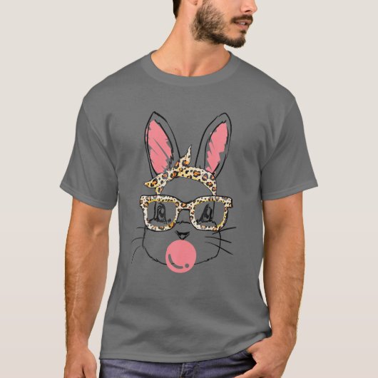 T-shirt Cute Bunny Face Léopard Rose Bandana Bubblegum Eas (Devant)