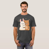 T-shirt Cute Bunny Hug Bear Bunny and Bearhey Share Love B (Devant entier)
