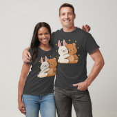 T-shirt Cute Bunny Hug Bear Bunny and Bearhey Share Love B (Unisexe)