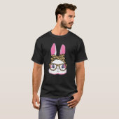 T-shirt Cute Bunny Leopard Messy Lunettes Bun Happ Headban (Devant entier)