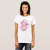 T-shirt Cute Bunny Line Art Rose Oeuf Printemps (Devant entier)