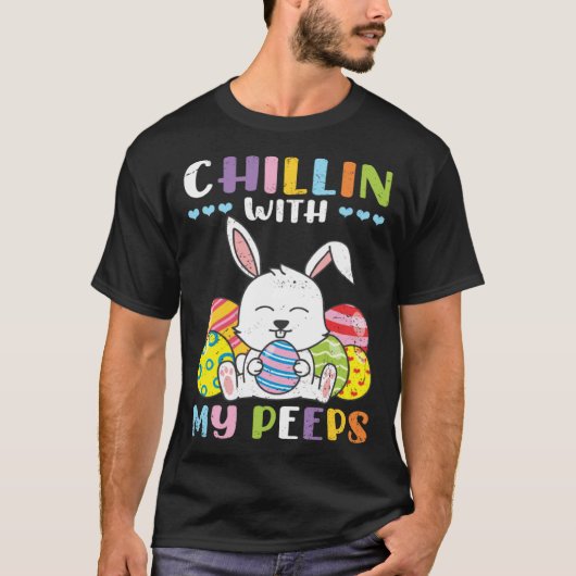 T-shirt Cute Bunny Rabbit Chilling People Happy Easter Sea (Devant)