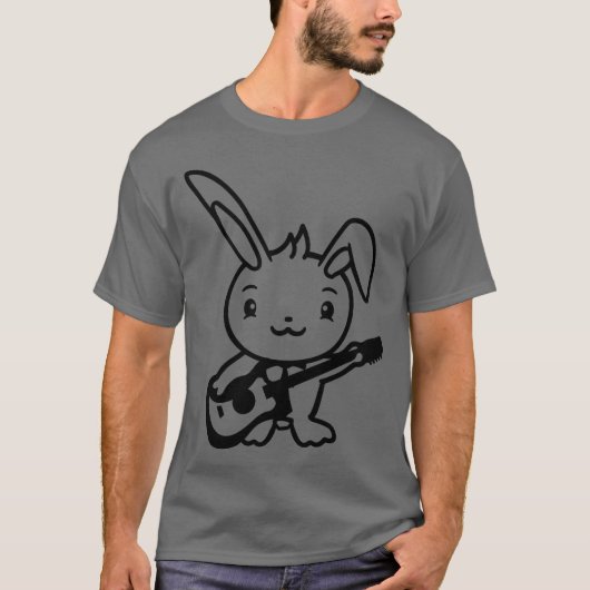 T-shirt Cute Bunny Rabbit Plays Guitar Music Guitarist Fun (Devant)