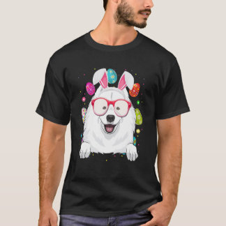 T-shirt Cute Bunny Samoyed Dog Face Easter Eggs Easter Day