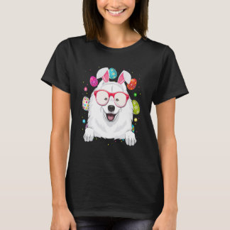 T-shirt Cute Bunny Samoyed Dog Face Easter Eggs Easter Day
