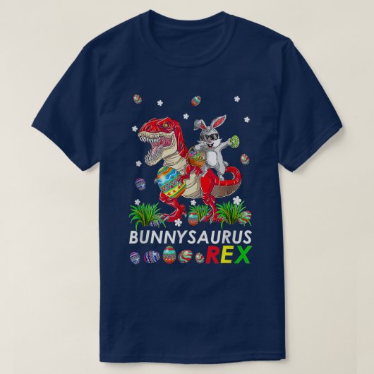 T-shirt Cute Bunny saurus Rex T Rex Dino Dabbing Rabbit Ea (Design devant)