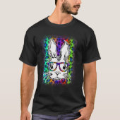 T-shirt Cute Bunny Visage arc-en-ciel Leopard Bleached Hap (Devant)
