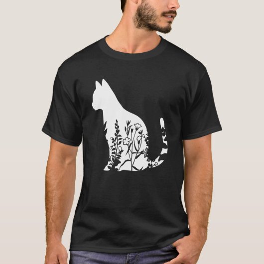 T-shirt Cute Ca Floral Ca Cat (Devant)
