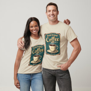 T-shirt Cute café fraîchement brassé mot art