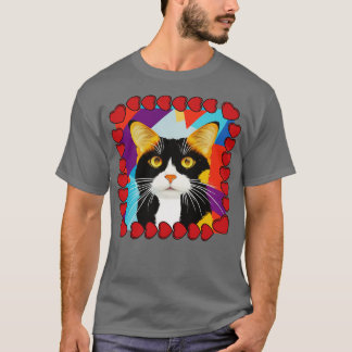 T-shirt Cute Calico Cat Art avec cadre cardiaque