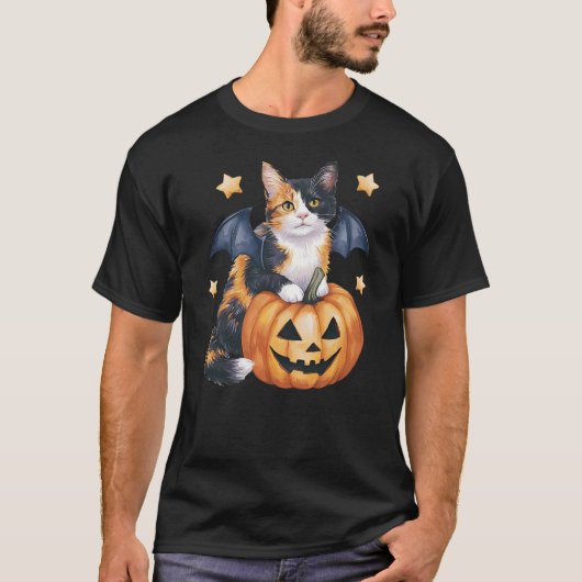 T-shirt Cute Calico Cat Halloween Pumpkin Calico Cat Mom C (Devant)