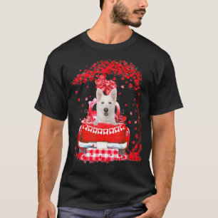 T-shirt Cute Camion Rouge Blanc Berger Allemand Valentines