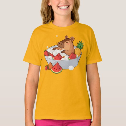 T-shirt Cute Capybara Fruit Bath Spa Day Kawaii Animal Ill (Devant)
