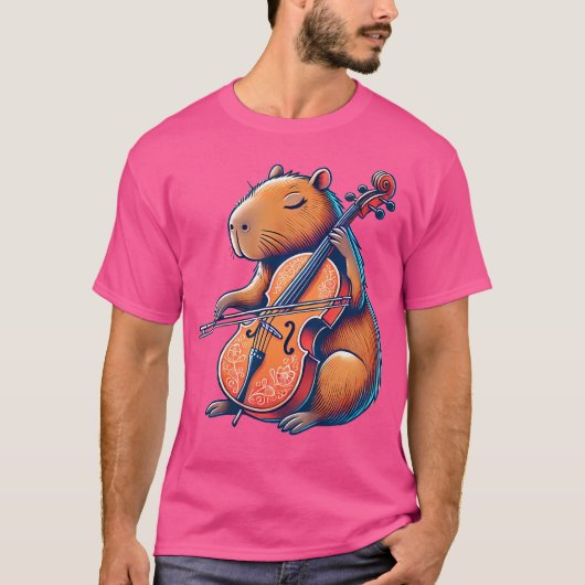 T-shirt Cute Capybara Jouer Cello Capybaras Musicien Mus (Devant)