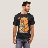 T-shirt Cute Capybara Kawaii Anime Drinking Bubble Tea Lov (Devant entier)