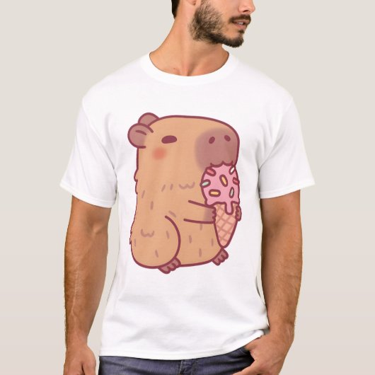 T-shirt Cute Capybara Manger De La Crème De Glace (Devant)