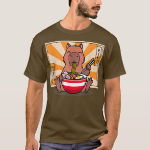 T-shirt Cute Capybara Manger Ramen Amusant Animal Anime Ma