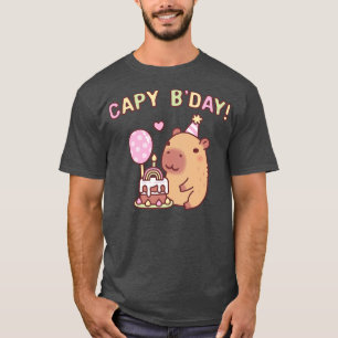 T-shirt Cute Capybara Rainbow Birthday Cake Capy Anniversa