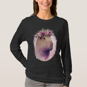 T-shirt Cute Capybara Rodent Couronne Floral Watercolo