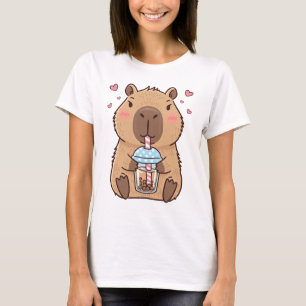 T-shirt Cute Capybara Siroter Boba Tea Chill Vibes Art