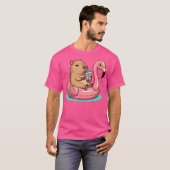T-shirt Cute Capybara Sur Flamant rose Pool Float Bubb (Devant entier)