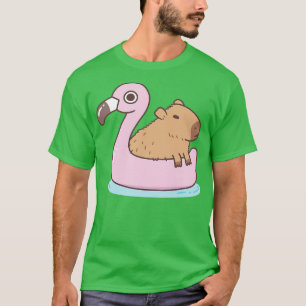 T-shirt Cute Capybara Sur Flotte De Piscine De Flamant ros