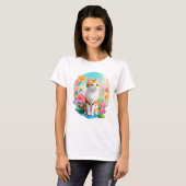 T-shirt Cute caramel orange tabby Chat avec Fleurs soleil (Devant entier)