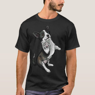 T-shirt Cute Cardigan Welsh Corgi Noir Et Blanc Brindé
