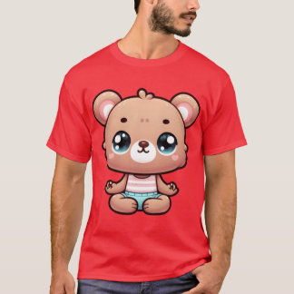 T-shirt Cute Cartoon Bear in Yoga Pose vintage