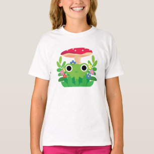 T-shirt Cute Cartoon Cottagecore Frog avec Champignons