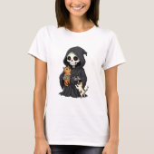 T-shirt Cute Cartoon Grim Reaper Hugging (Devant)