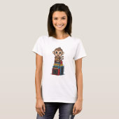 T-shirt Cute Cartoon Monkey Musician Playing Ukulele (Devant entier)