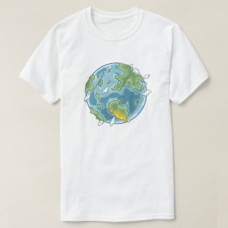 T-shirt Cute Cartoon Planet Earth Eco-Friendly Illustratio