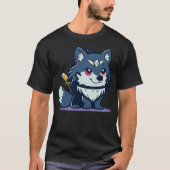 T-shirt Cute Cartoon Wolf Ninja and His Dog Sidekick with  (Devant)