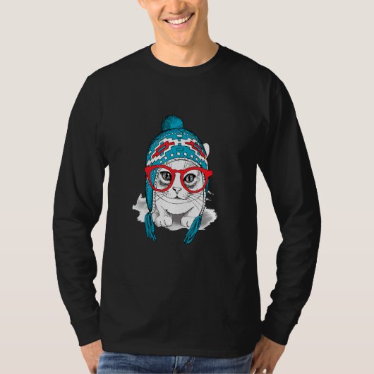 T-shirt Cute Casquette de chat Alpaca (Devant)