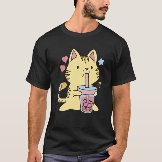 T-shirt Cute Cat And Boba (Devant)