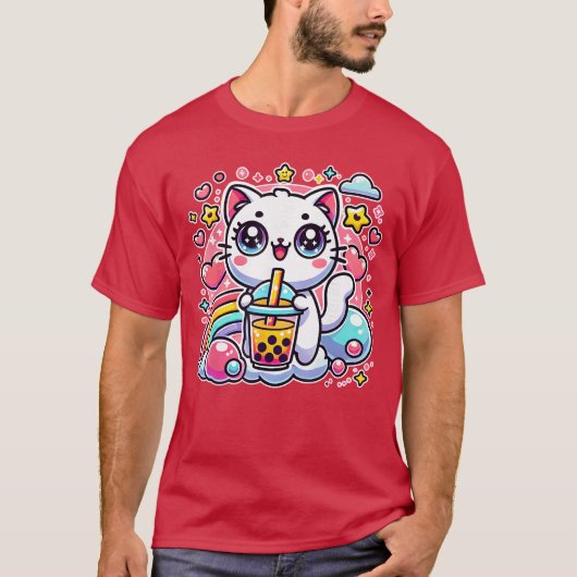 T-shirt Cute Cat Bobaea Bubbleea Anime Kawaii Neko Gift Id (Devant)