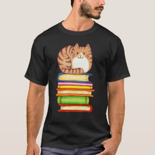 T-shirt Cute Cat Books Graphic Professeur de livre pour fe