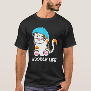 T-shirt Cute Cat Bowl nouilles Head Noodle Life Kitten Kit