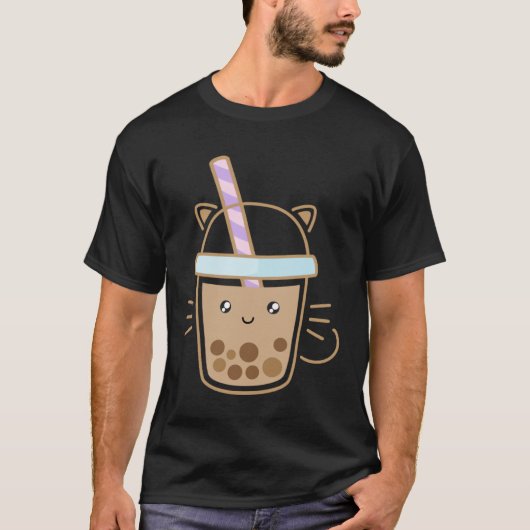 T-shirt Cute Cat Bubble Boba Milk Tea Rainbow Bes Tea (Devant)