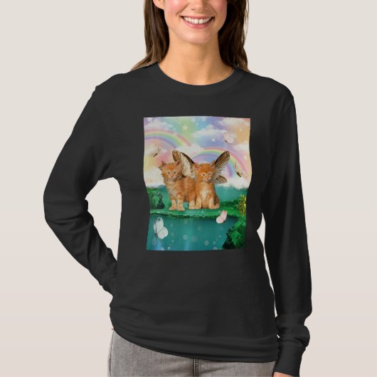 T-shirt Cute Cat Butterflies Mom Kitten Cats (Devant)