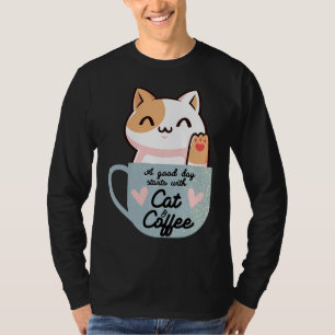 T-shirt Cute Cat Café Mug Cat Paw Baby Coffee et Cat Ca