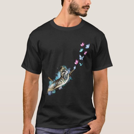 T-shirt Cute Cat Catching Butterfly Kittens  Kitty Adoptio (Devant)