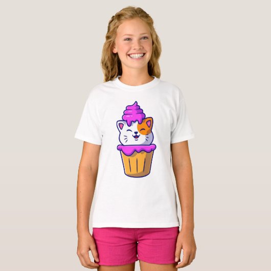 T-shirt Cute Cat Cupcake (Devant entier)