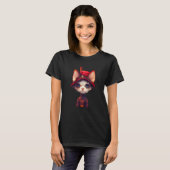 T-shirt Cute Cat Dressed As A Pirate In Steampunk Style (Devant entier)