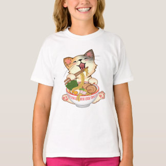 T-shirt Cute Cat Eating Ramen Funny cartoon Anime kitty